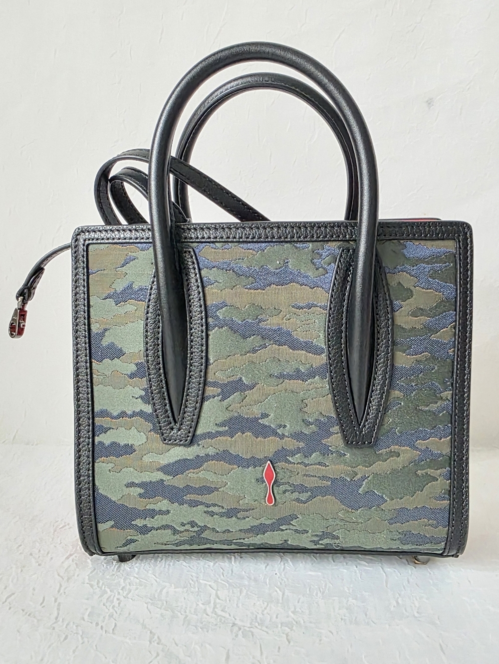 Auth Christian Louboutin Paloma Camouflage Small Leather Tote